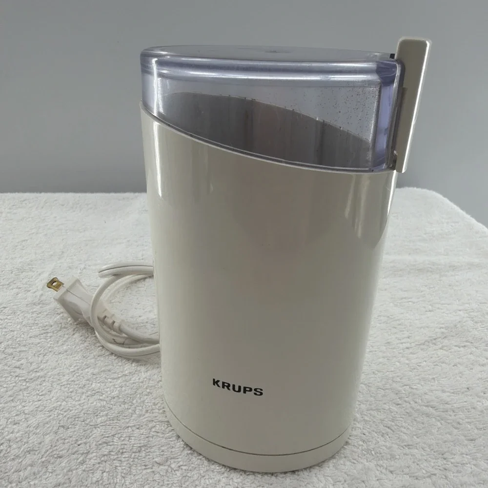 Krups 203 One Touch Coffee Bean Spice Mill Grinder White Tested